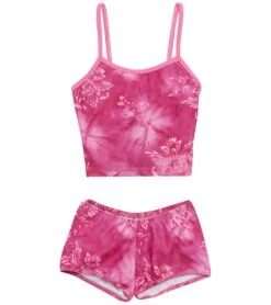 Girls' Starburst Pink Surf Bottom Two Piece Tankini Set (Toddler, Little Kid, Big Kid)