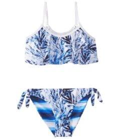 Girls' Ombre Leaf Flounce Bikini Set (Toddler, Little Kid, Big Kid)