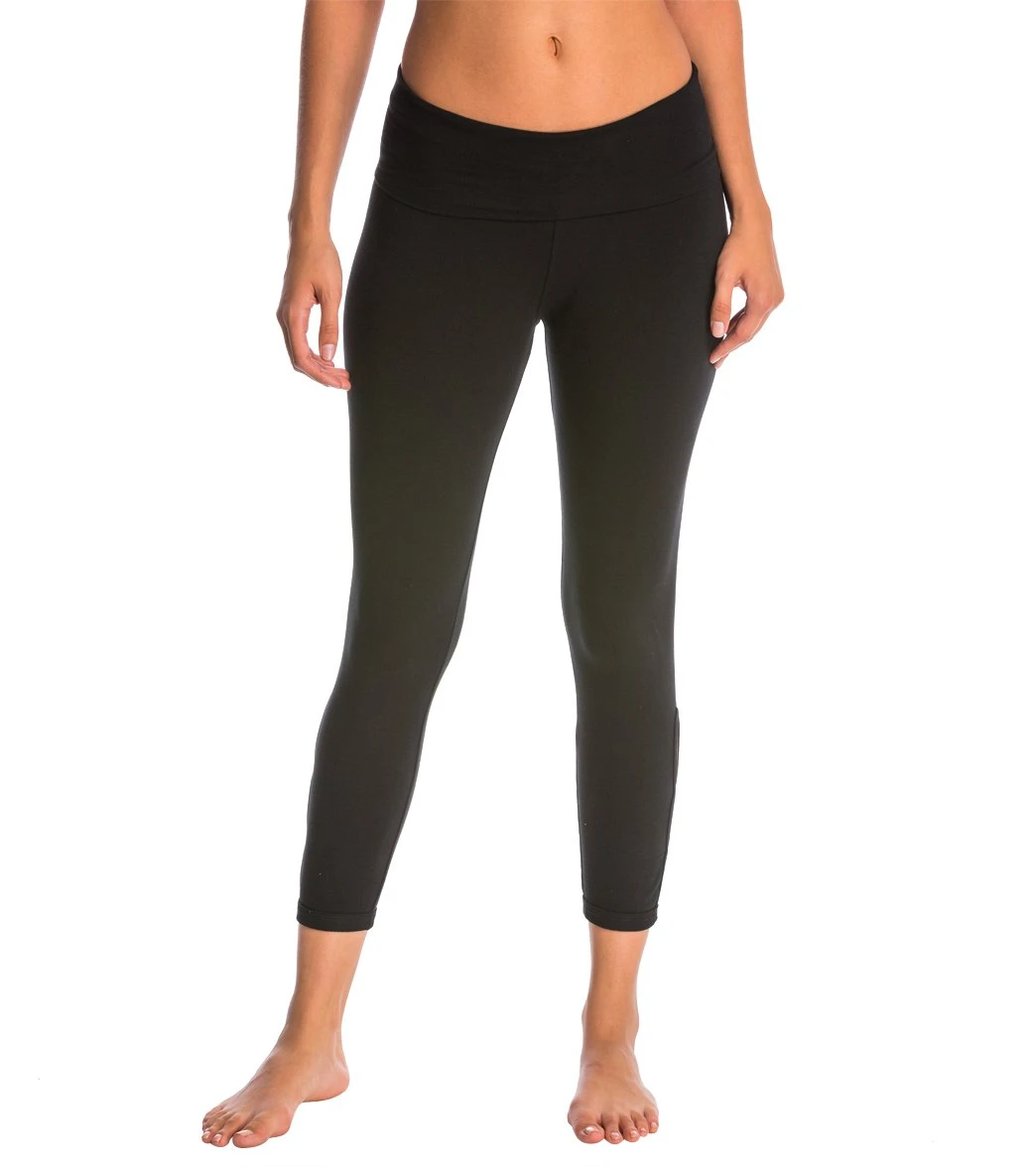 Contour Rolldown Cropped Cotton Yoga Leggings - Image 2