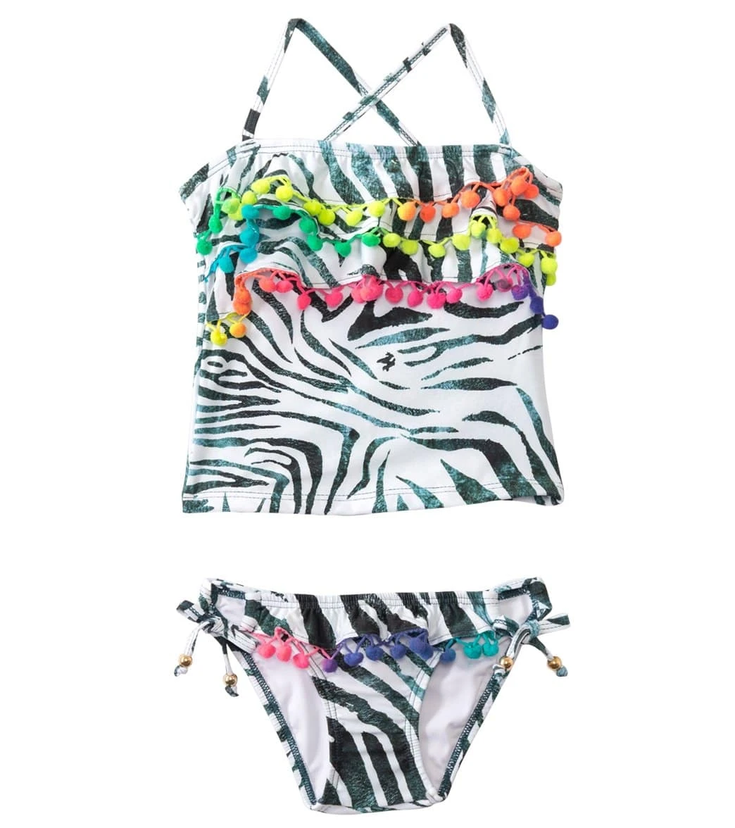 Girls' Tanzania Pom Pom Ruffle Tankini Set (2T-4T)