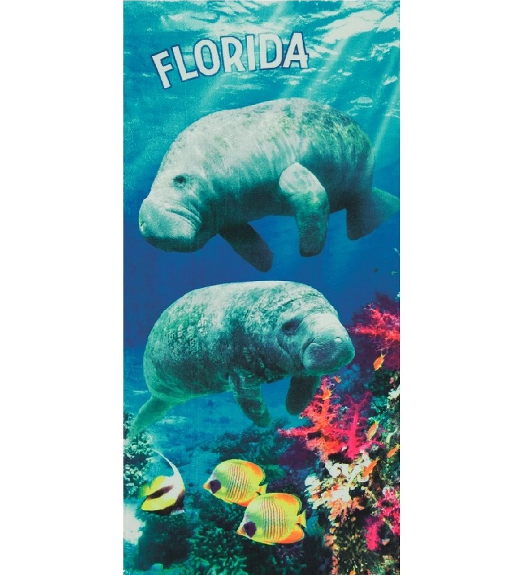Dohler Florida Manatees Beach Towel 30" X 60"