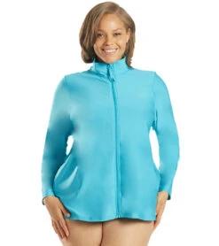 Women's Plus Size L/S Zip Front UPF 50+ Rashguard