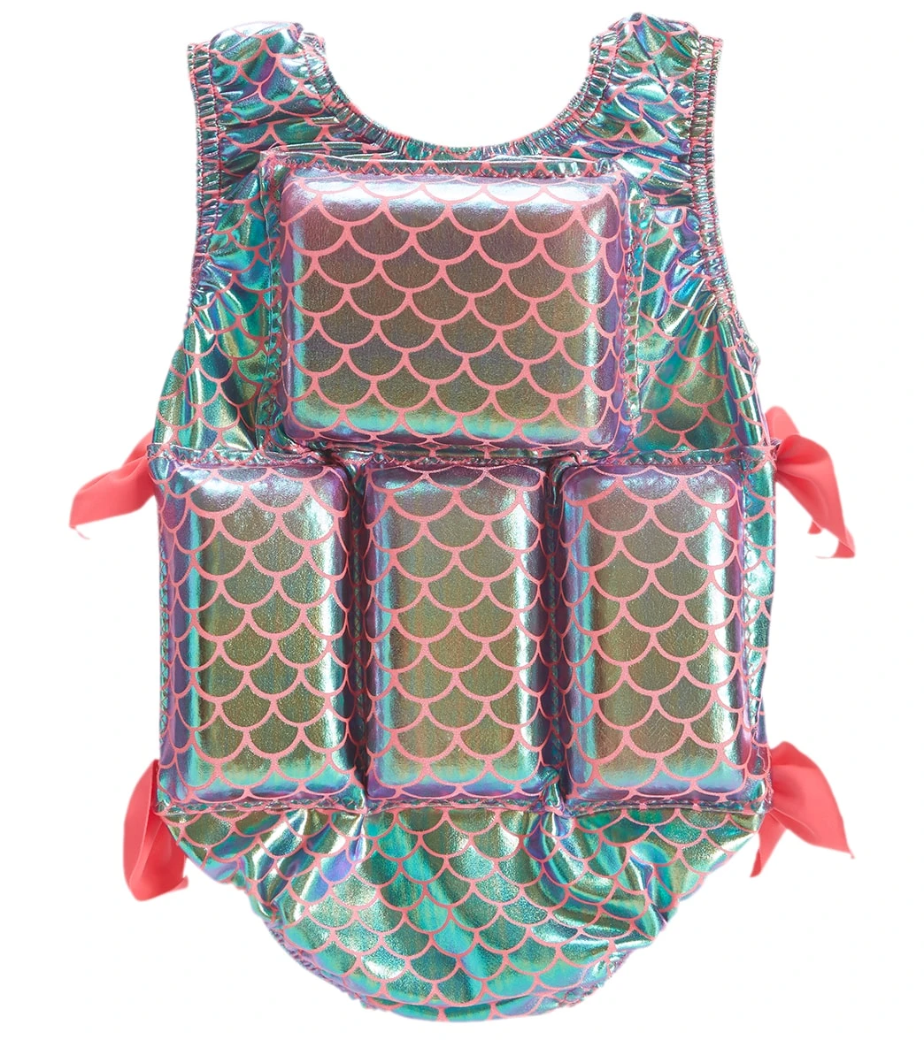 Girl's Coral Metalic Mermaid Flotation Swimsuit - Image 2