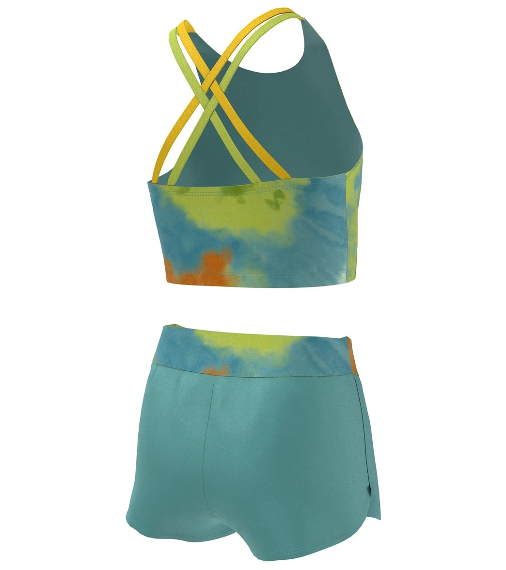 Nike Girls' Tie Dye Spiderback Two Piece Mid Bikini Set (Big Kid) - Image 2
