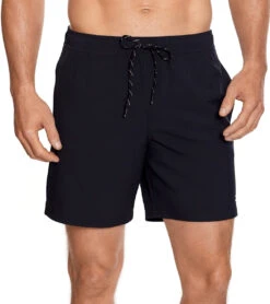 Reebok Men's Main Solid Black 7" Swim Trunks