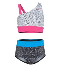 Nike Girls' Water Dots Asymmetrical Top & High Waist Bikini Set (Big Kid)