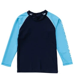 Boys' Navy Aqua Sleeve Sustainable LS Rash Top (Toddler, Little Kid, Big Kid)