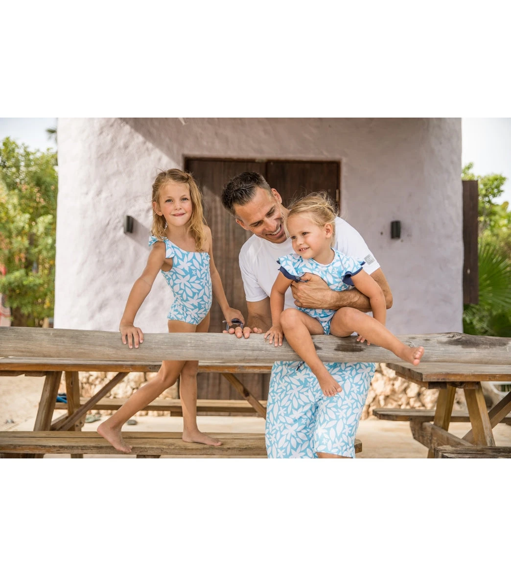 Girls' Aqua Bloom Sustainable SS Ruffle Set (Baby, Toddler, Little Kid) - Image 3