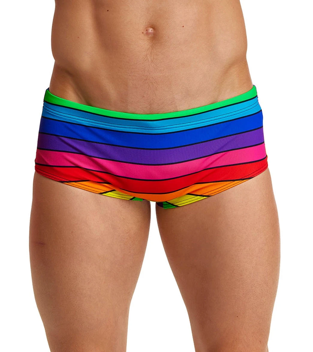 Funky Trunks Men's Rainbow Racer Sidewinder Trunk Square Leg Swimsuit