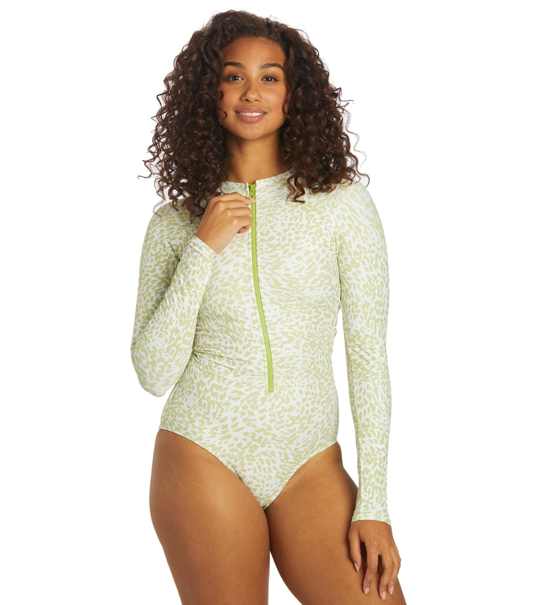 Sporti X Stef Corgel Manhattan Beach Cheetah Zip Front Long-Sleeve One Piece Swimsuit - Image 4
