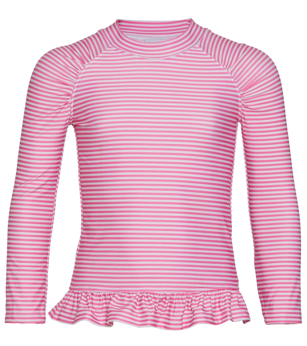 Girls' Preppy Pink Stripe UPF 50+ Rash Guard (Baby, Toddler, Little Kid)