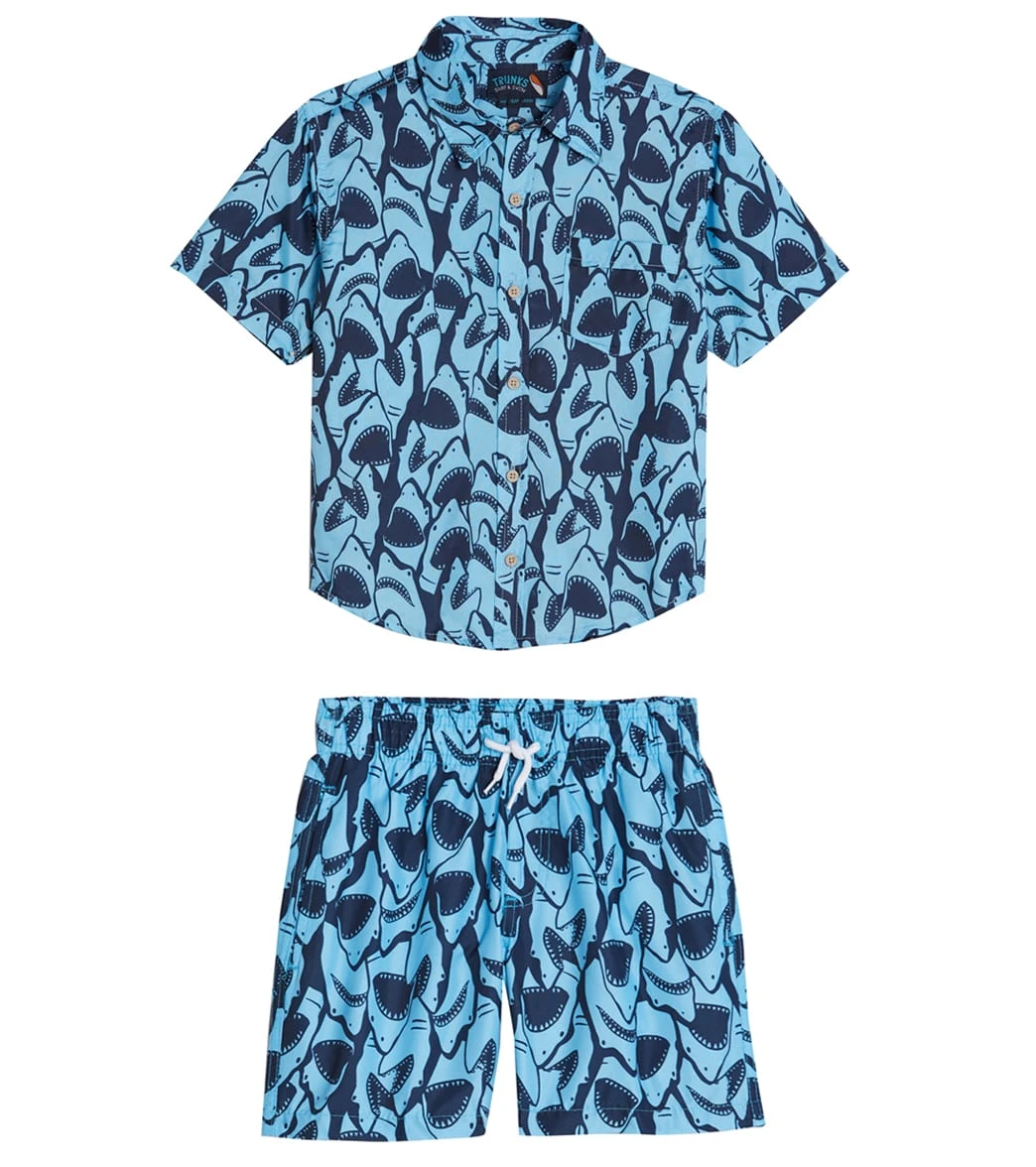 Boys' Shark Camp Shirt & Swim Trunks Set (Big Kid)