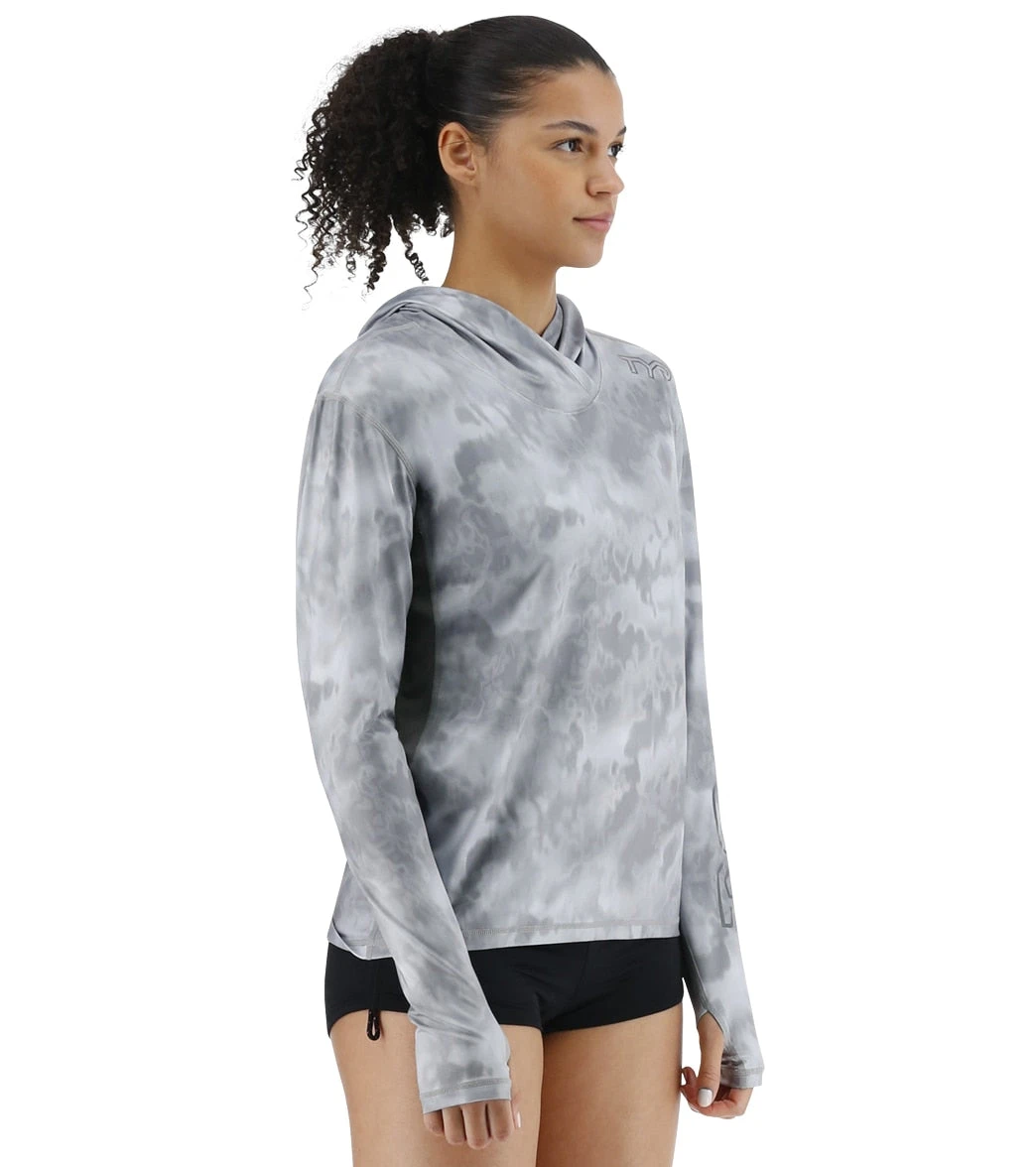 TYR Women's Turbulent SunDefense Hooded Long Sleeve UPF 50+ Swim Shirt - Image 2