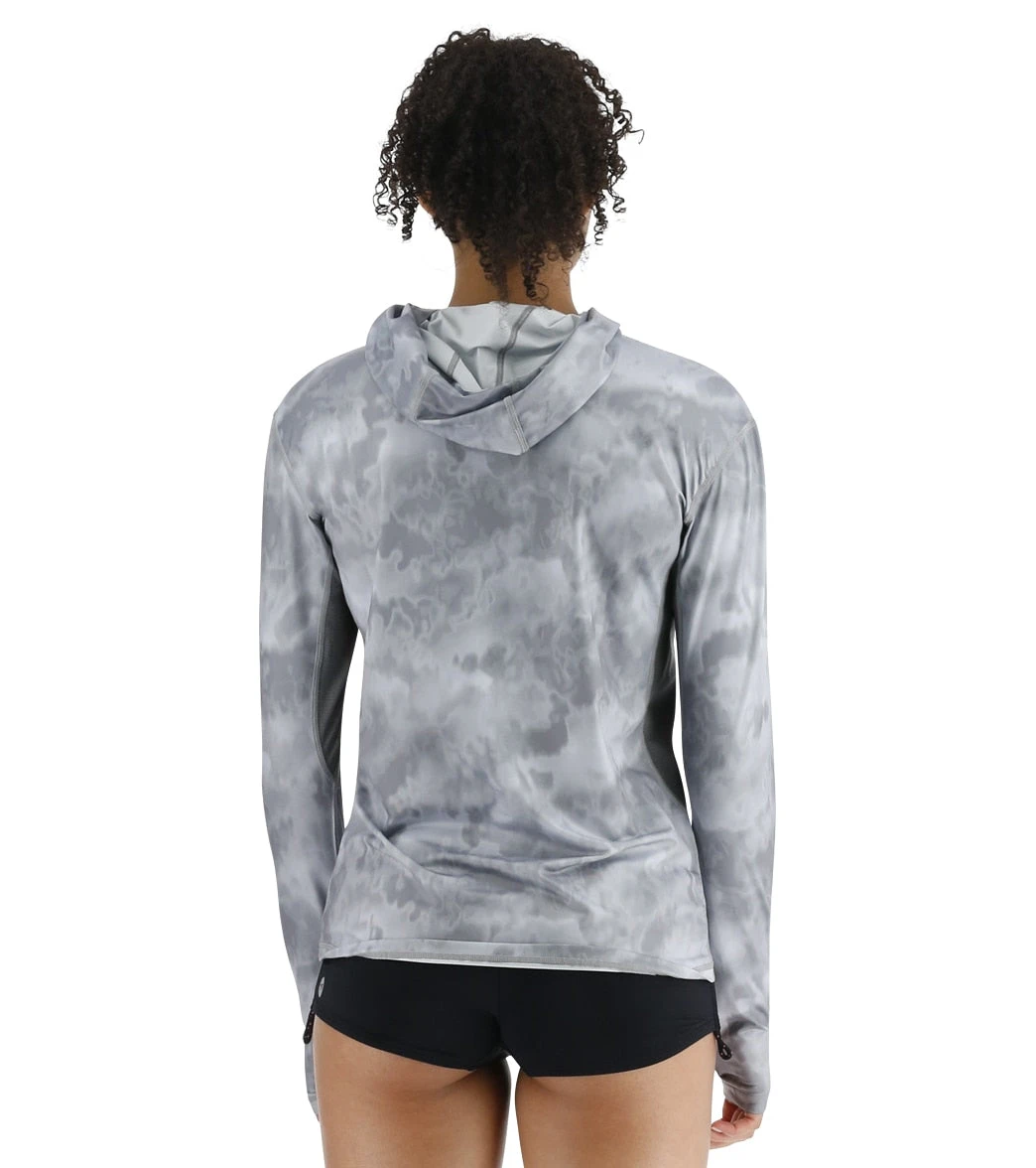 TYR Women's Turbulent SunDefense Hooded Long Sleeve UPF 50+ Swim Shirt - Image 3