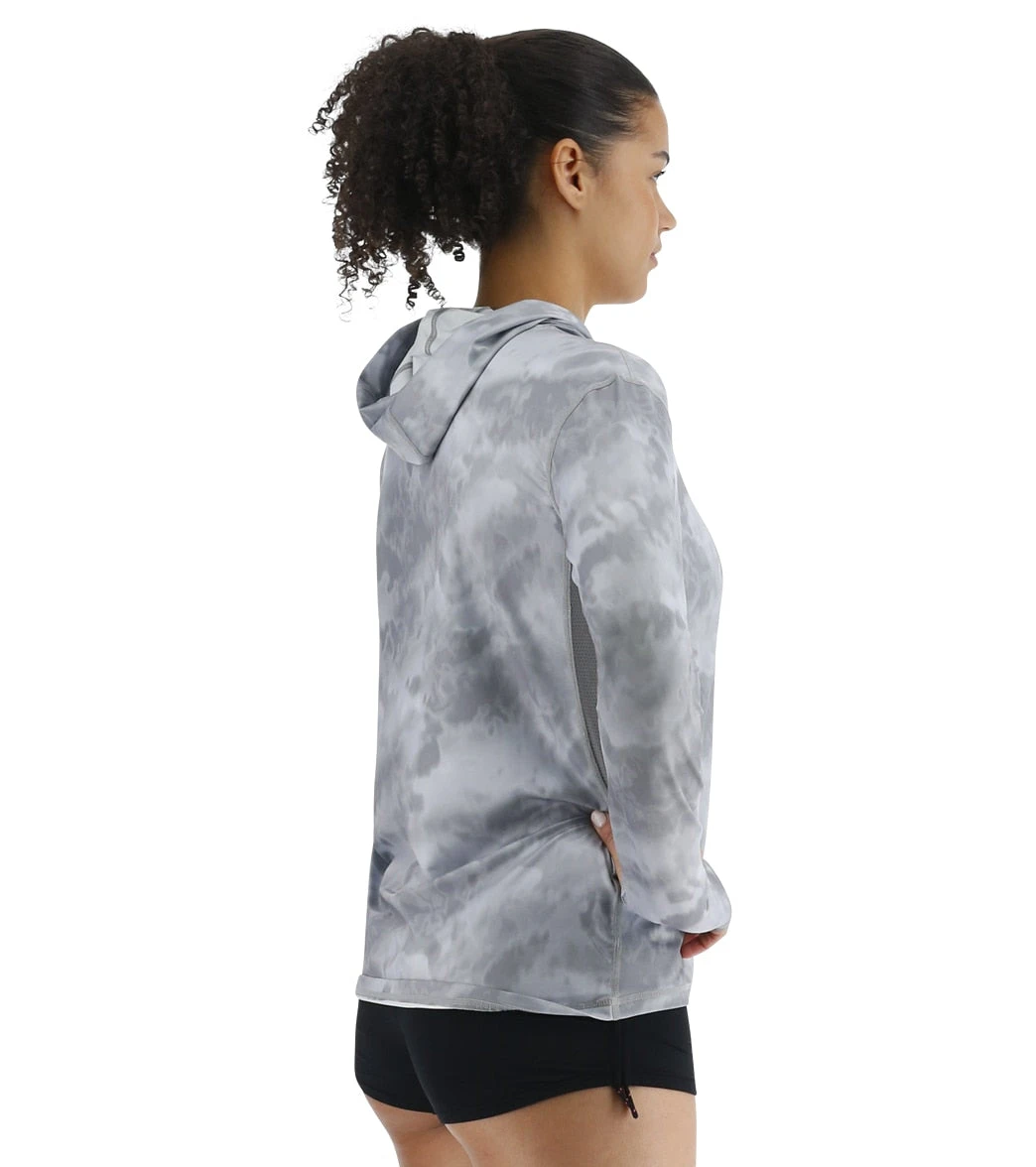 TYR Women's Turbulent SunDefense Hooded Long Sleeve UPF 50+ Swim Shirt - Image 4