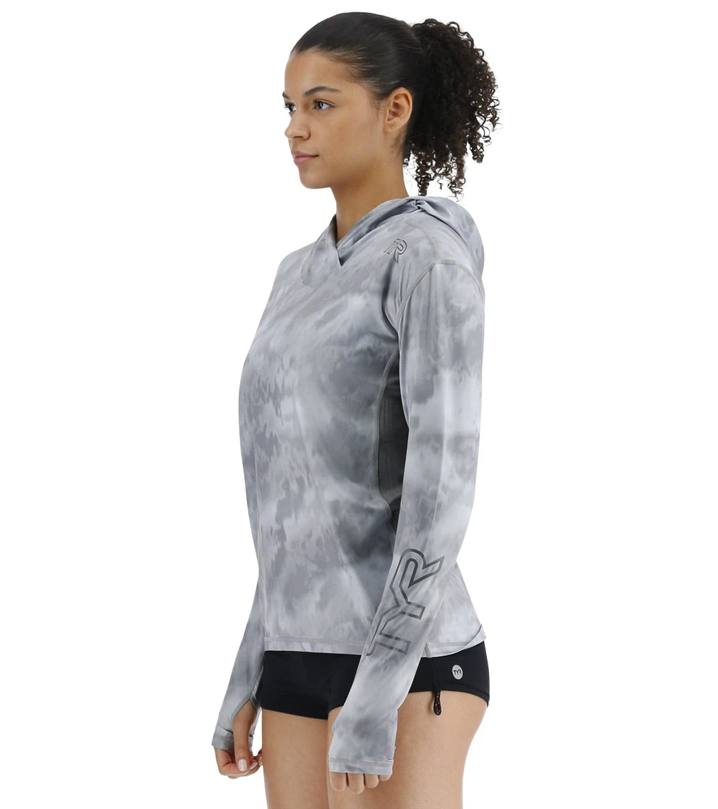 TYR Women's Turbulent SunDefense Hooded Long Sleeve UPF 50+ Swim Shirt - Image 5