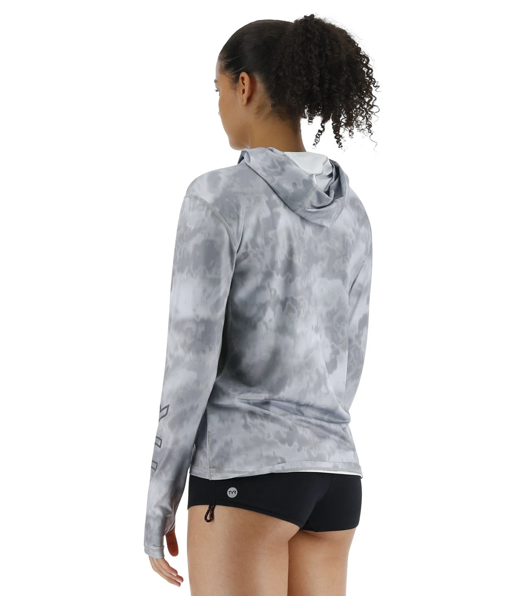 TYR Women's Turbulent SunDefense Hooded Long Sleeve UPF 50+ Swim Shirt - Image 6