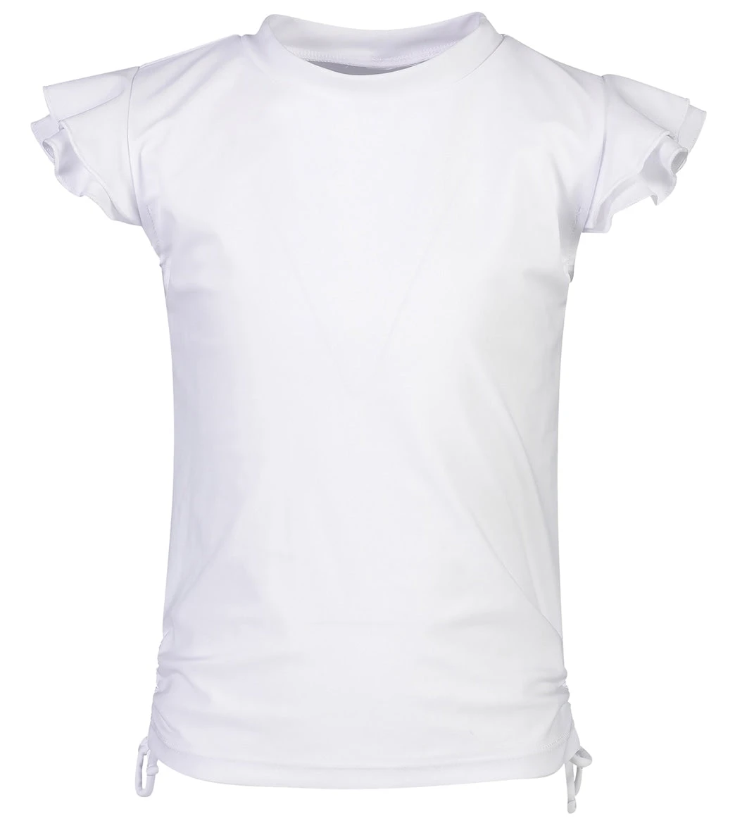 Girls' White Flutter Short Sleeve Rash Guard (Baby, Toddler, Little Kid, Big Kid)