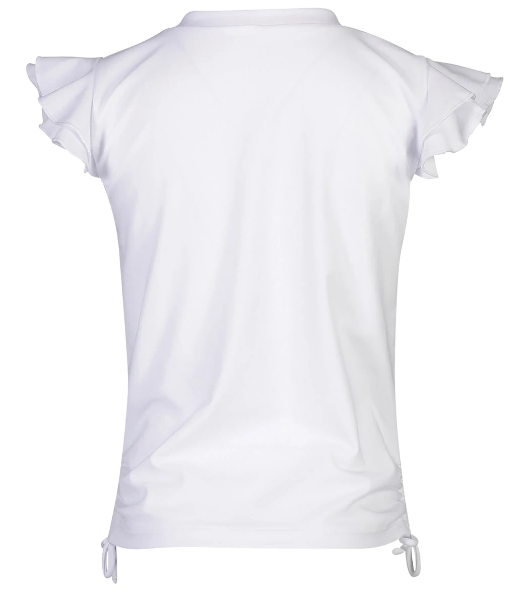 Girls' White Flutter Short Sleeve Rash Guard (Baby, Toddler, Little Kid, Big Kid) - Image 2