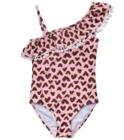 Girls' Wild Love One Shoulder One Piece Swimsuit (Toddler, Little Kid, Big Kid)