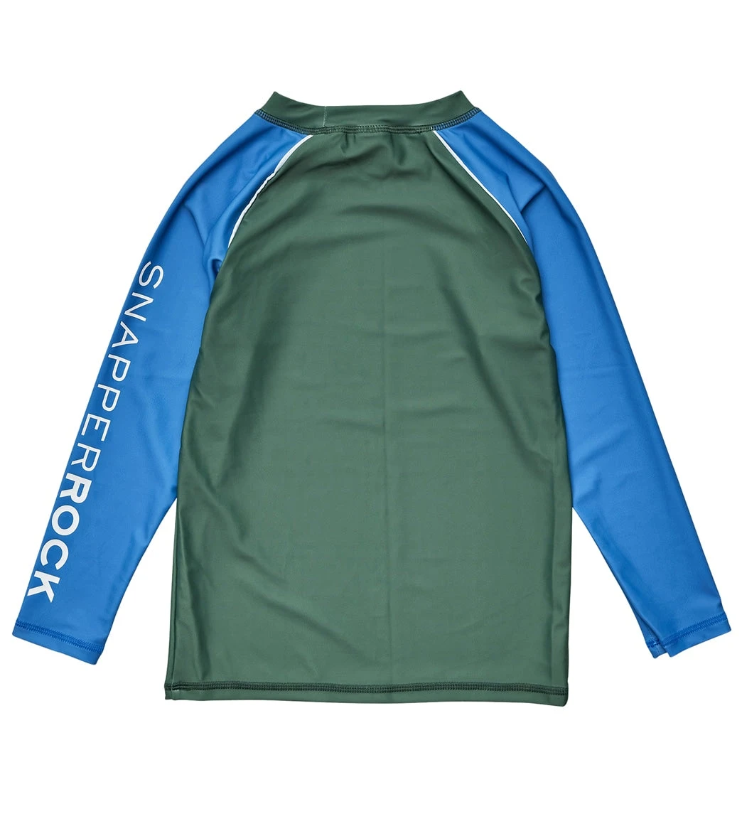 Boys' Olive Blue Long Sleeve Rash Guard (Toddler, Little Kid, Big Kid) - Image 2