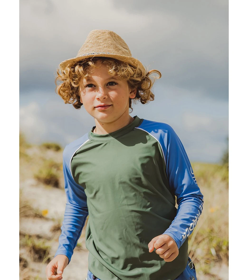 Boys' Olive Blue Long Sleeve Rash Guard (Toddler, Little Kid, Big Kid) - Image 3