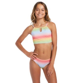 Billabong Girls' Rad Rainbow High Neck Two Piece Bikini Set (Little Kid, Big Kid)